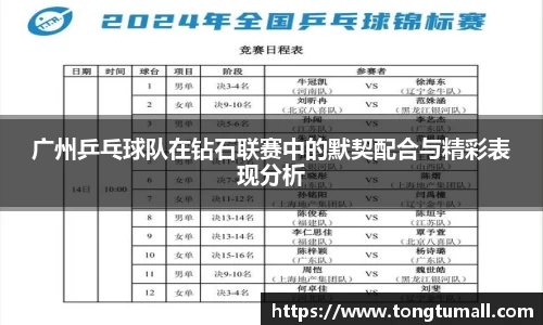 广州乒乓球队在钻石联赛中的默契配合与精彩表现分析
