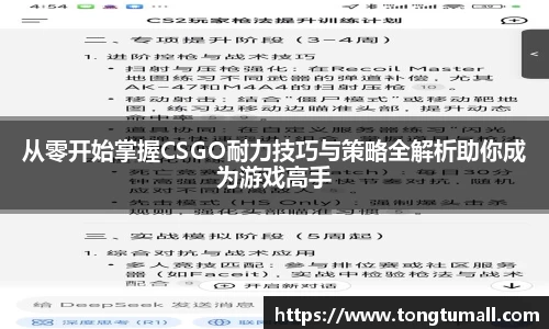 从零开始掌握CSGO耐力技巧与策略全解析助你成为游戏高手